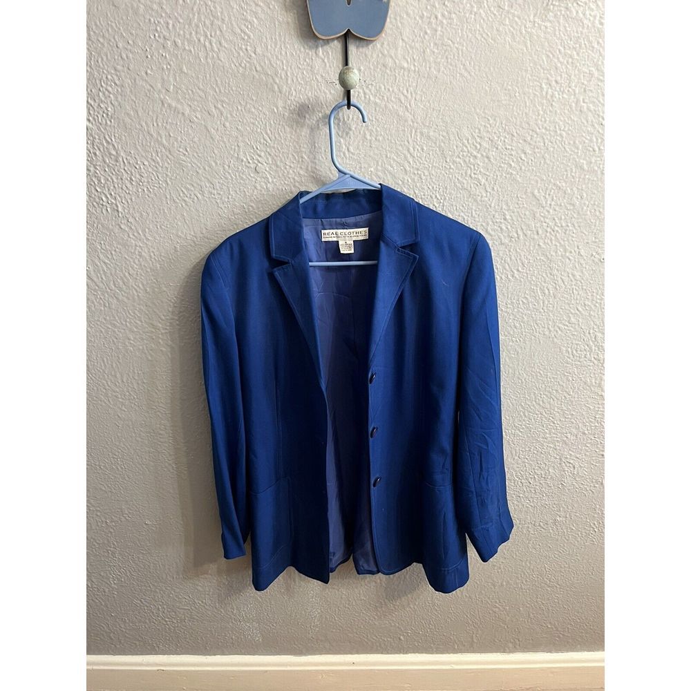 Real clothes for Saks fifth Avenue blue silk Blazer size medium‎